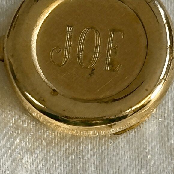 Two Vintage 14 karat gold filled men’s button covers engraved with JOE - Picture 6 of 6